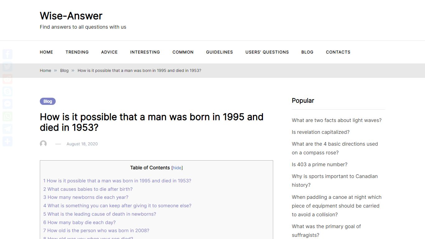 How is it possible that a man was born in 1995 and died in 1953?