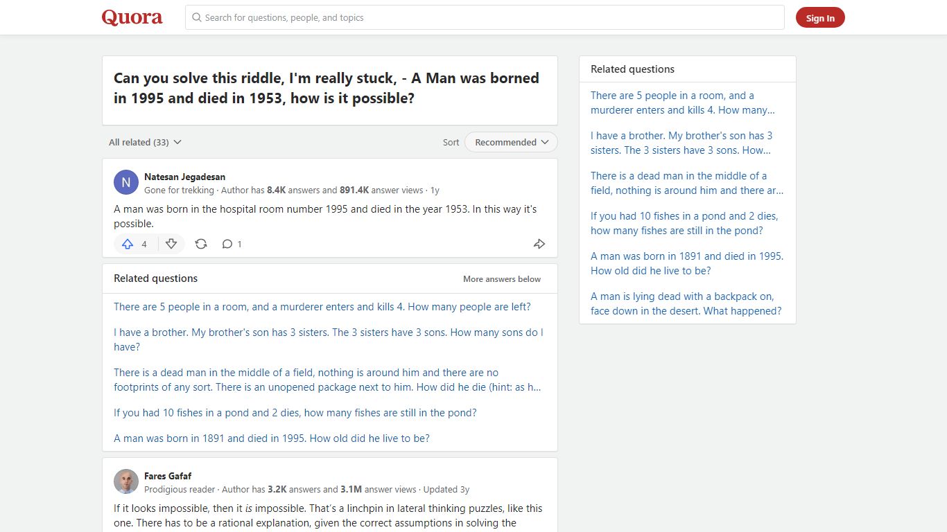 Can you solve this riddle, I'm really stuck, - A Man was borned in 1995 ...